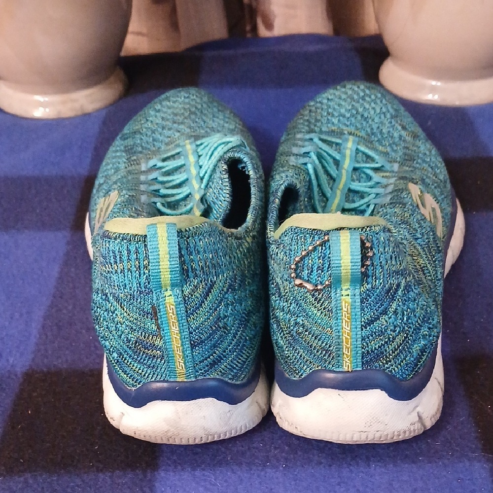Skechers Teal Knit Comfort Shoes - Picture 3 of 4